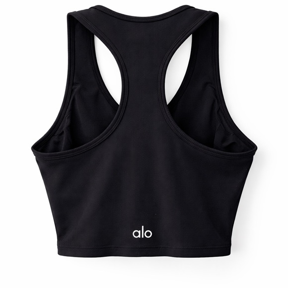 Alo Yoga Ribbed Aspire Tank Black w/ Built-In Shelf Bra Racerback Size Medium - Picture 2 of 9
